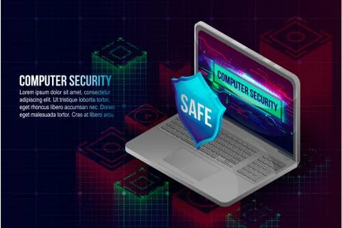 Computer security concept background, isometric style Stockillustratie