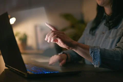 Computer Security Concept With Overlay Projected Onto Screen Of Woman Using Stock Photos
