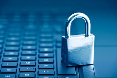Computer security concept. Padlock on computer keyboard Stock Photos