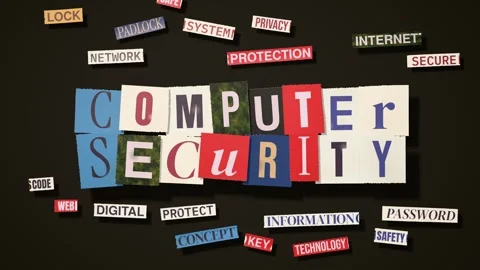 Computer security cut paper collage 3D animation seamless loop Stock Footage 347718442