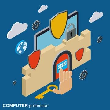 Computer security, data protection vector concept Illustrazione stock