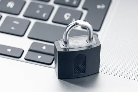 Computer Security, data security protection concept. Closed padlock on mod... Stock Photos