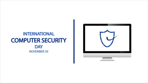 Computer Security Day International november 30 protection sign Stock Footage 255355726
