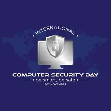 Computer Security Day letter emblem on the blue background Stock Illustration