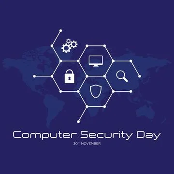 Computer Security Day letter emblem with hexagon graphic Stock Illustration