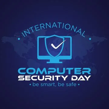 Computer Security Day letter emblem in flat style Stock Illustration