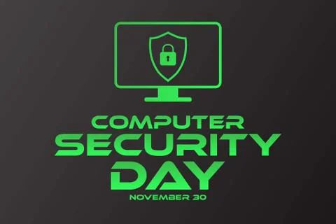 Computer Security Day. November 30. Holiday concept. Template for background Illustrazione stock