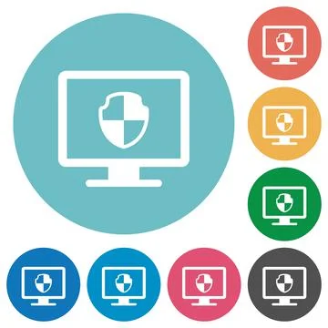 Computer security flat round icons Stock Illustration