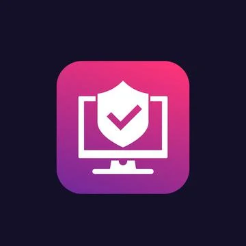 Computer security icon for apps and web Illustrazione stock