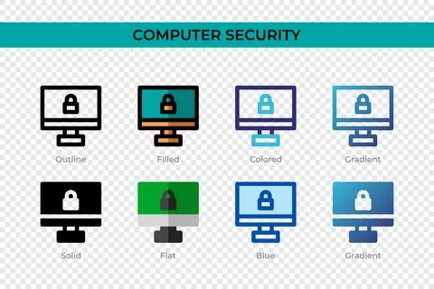 Computer Security icon in different style. Computer Security vector icons d.. Stock Illustration
