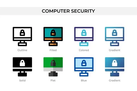 Computer Security icon in different style. Computer Security vector icons d.. Stock Illustration