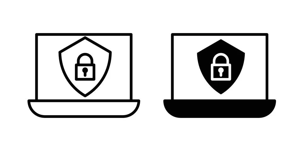 Computer security icon set modern line and solid style collection. Stock-Illustration