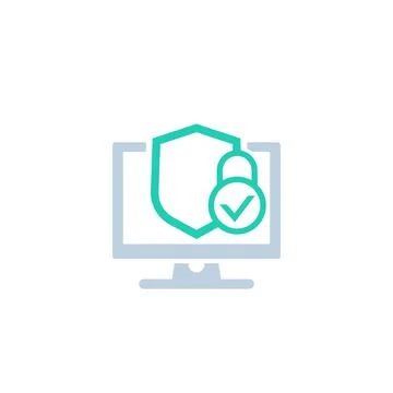 Computer security icon with shield and padlock Stock Illustration