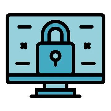 Computer security icon vector flat Stock Illustration