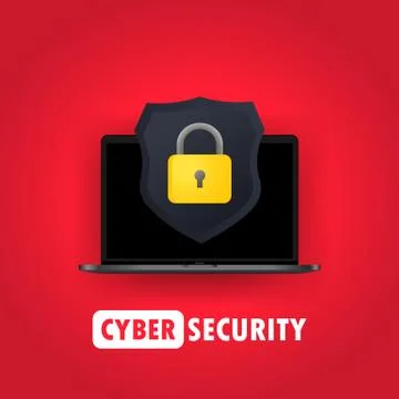 Computer security illustration. Protect your laptop concepts. Notebook and sh Stock Illustration