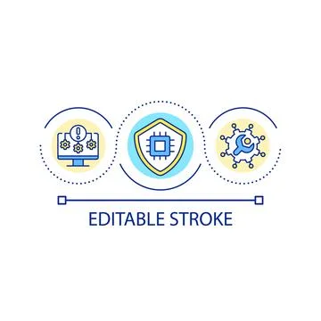 Computer security improvement loop concept icon Stock Illustration