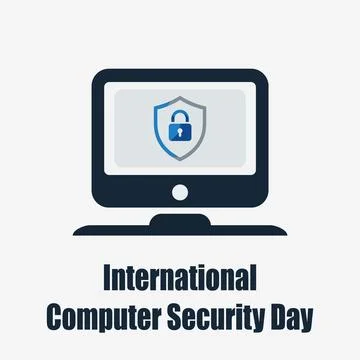 Computer security international day shield protection Stock Illustration