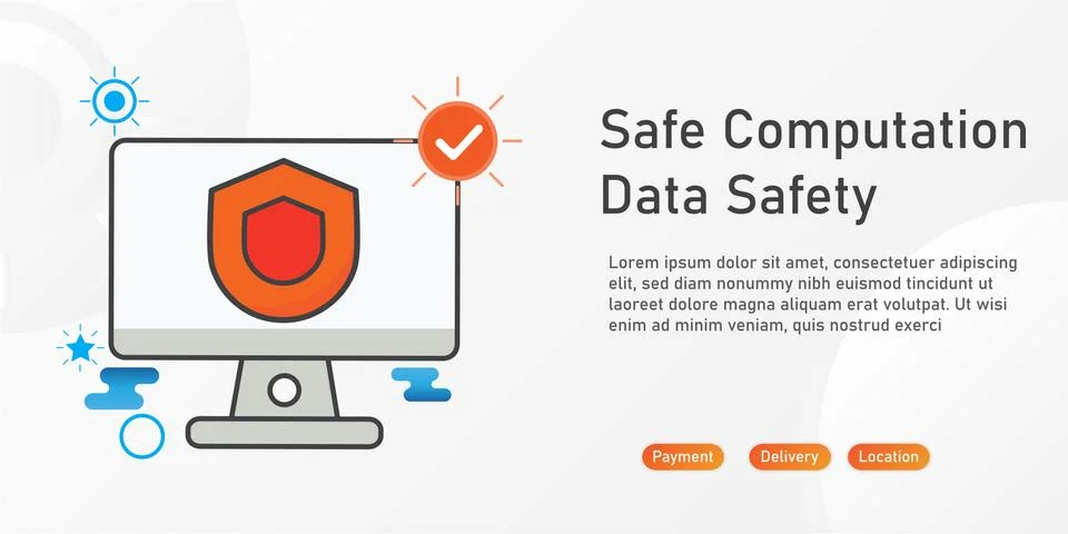 Computer security Landing page template. creative website template designs. e Stock Illustration