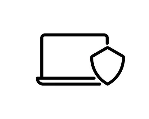 Computer security line icon. Laptop privacy sign. Online safe defense symbol. Stock Illustration