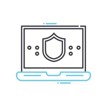 Computer security line icon, outline symbol, vector illustration, concept sign Stock Illustration