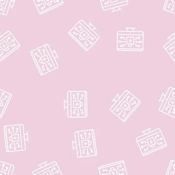Computer security line seamless pattern イラスト素材