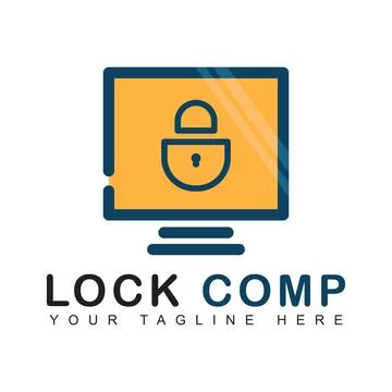 Computer security lock icon Stock Illustration