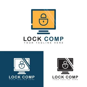 Computer security lock icon Stock Illustration