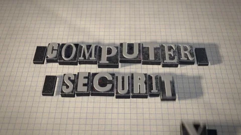 Computer security metal letterpress type blocks 3D animation Stock Footage 348376753