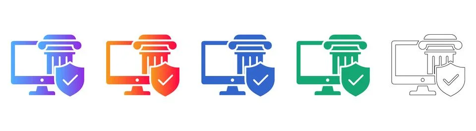 Computer Security Pillar Icon Set イラスト素材