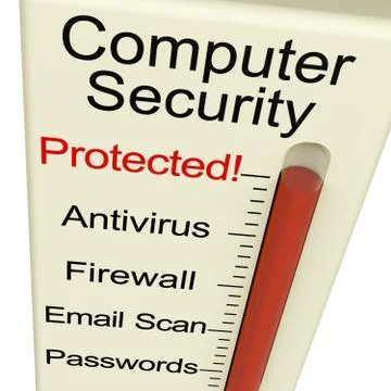 Computer security protected meter shows laptop internet safety Stockillustratie