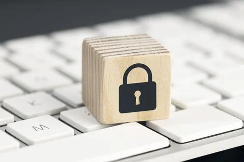 Computer Security protection concept. Cyber attack protection. Closed padlock Stock Photos