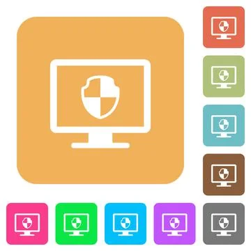 Computer security rounded square flat icons イラスト素材