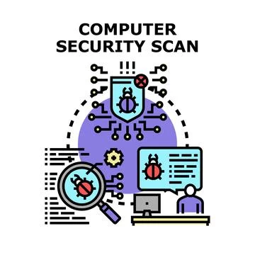 Computer security scan finding digital malware protecting data Stock Illustration
