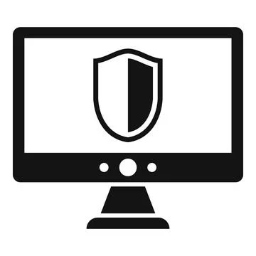 Computer security shield icon, simple style Stock Illustration