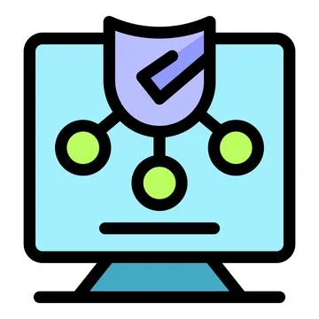 Computer security shield protecting connections with check mark icon イラスト素材