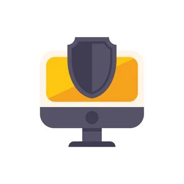 Computer security shield protecting desktop computer from viruses Stock Illustration