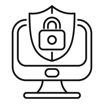 Computer security shield protecting user data with lock icon Illustrazione stock