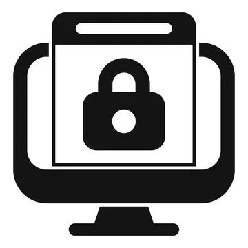 Computer security showing padlock protecting private data Stock Illustration