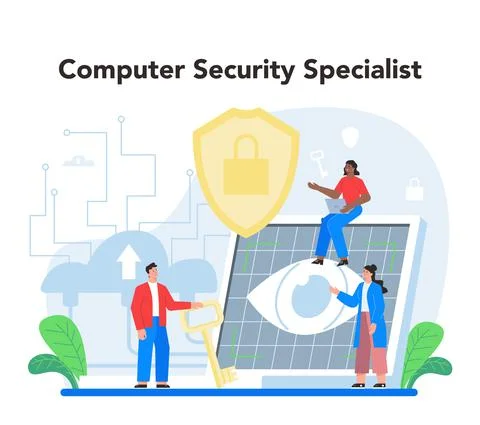 Computer security specialist. Idea of digital data protection and safety. Stock Illustration