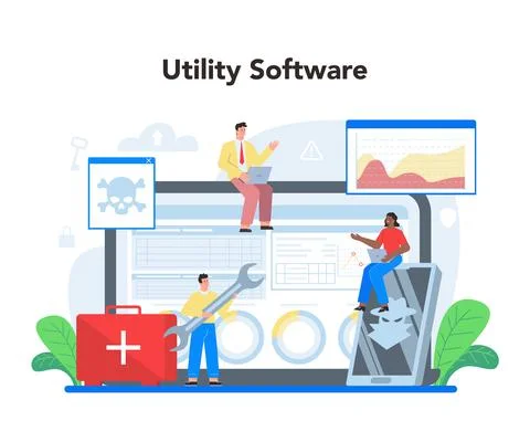 Computer security specialist online service or platform. Idea of digital Stock Illustration