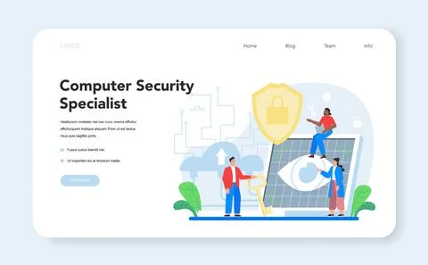 Computer security specialist web banner or landing page. Idea of digital Stock Illustration