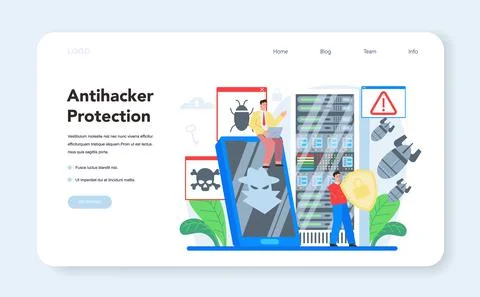 Computer security specialist web banner or landing page. Idea of digital 스톡 일러스트