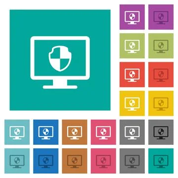 Computer security square flat multi colored icons 库存插图