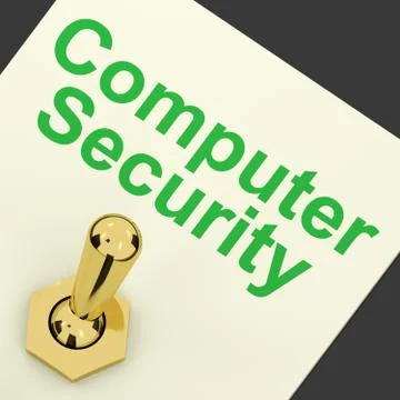 Computer security switch shows laptop internet safety Stock Illustration