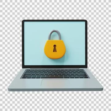 Computer security system concept with padlock icon on laptop screen Stock Illustration