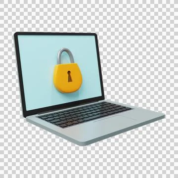 Computer security system concept with padlock icon on laptop screen. Stock Illustration