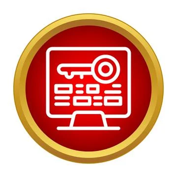 Computer security system with key on screen icon イラスト素材