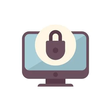 Computer security system showing closed lock icon protecting information Stock Illustration