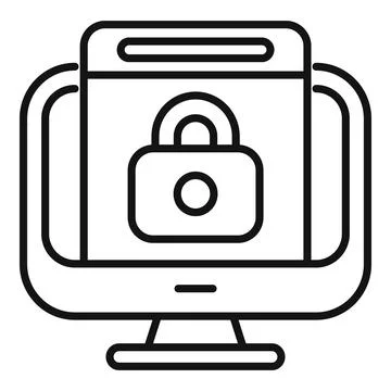 Computer security system showing lock on screen for web protection Stock Illustration
