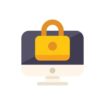 Computer security system showing padlock protecting desktop pc Stock Illustration